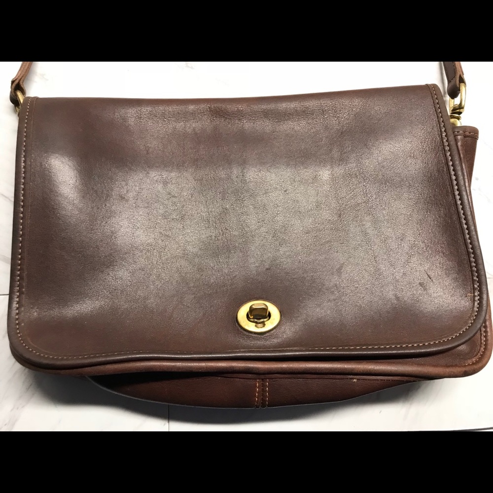 Vintage Coach City Bag Chestnut Brown Turnlock